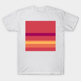 A world-class commixture of Almost Black, Jazzberry Jam, Brick Red, Light Red Ochre and Pastel Orange stripes. T-Shirt